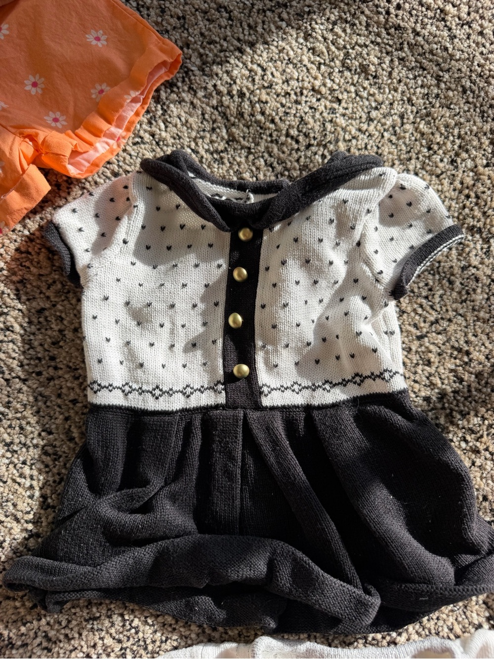 Janie and Jack Black and White Knit Dress with Gold Buttons